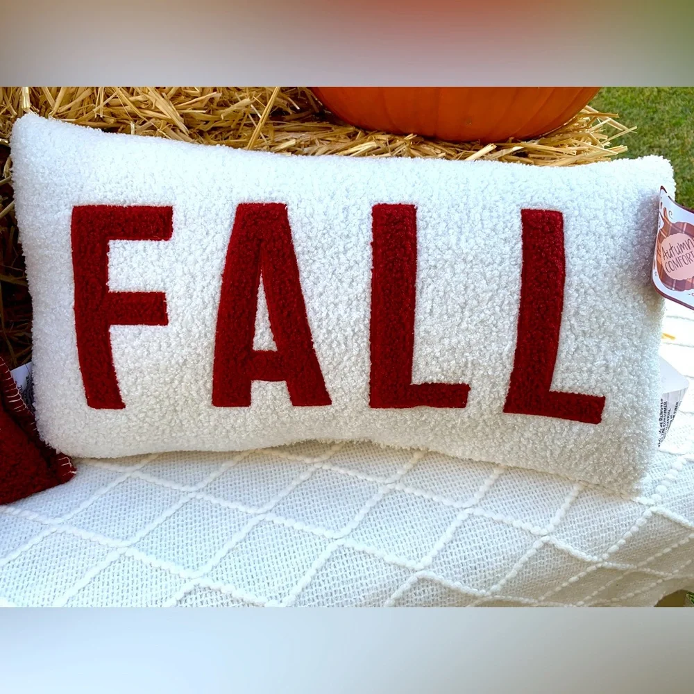 Fall Decor Pillows Fall and Hey There Pumpkin Set Maroon & White- NWT